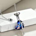 wholesale 925 Sterling Silver Blue Crystal Heart with Dolphins and I Love You Forever Message Pendant Necklace-0-3