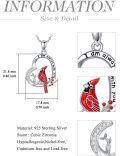 wholesale 925 Sterling Silver Red Enamel Cardinal Bird in Heart Pendant Necklace for Women-0-3
