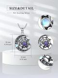 wholesale 925 Sterling Silver Spider Web Purple Crystal Crescent Moon Pendant Necklace-0-3