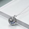 wholesale 925 Sterling Silver Round Pendant with Blue Crystal and Floral Design - Norse Style Jewelry for Women & Men-0-5