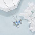 wholesale 925 Sterling Silver Blue Opal Filigree Dragonfly Pendant Necklace for Women and Moms-0-2