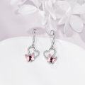 wholesale 925 Sterling Silver Heart-Shaped Pink Crystal Butterfly Drop Earrings for Women-0-12