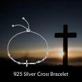 wholesale 925 Sterling Silver Infinity Heart & Cross Adjustable Bolo Bracelet for Women Girls Religious s-0-6