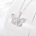 wholesale 925 Sterling Silver Butterfly Pendant Necklace with Cubic Zirconia Stones - PTSD Awareness Inspiring s for Women-0-2