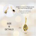 wholesale 925 Sterling Silver Tree of Life Black Onyx Drop Earrings with Gold Plating - Handmade  for Women-0-1