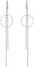 wholesale 925 Sterling Silver Circle Beaded Drop Earrings - Elegant Long Dangles for Women's Gifts (Wedding/Christmas)-0-0