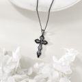 wholesale 925 Sterling Silver Blackened Cross Pendant Necklace Jewelry for Women and Men-0-5