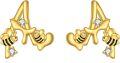 wholesale 925 Sterling Silver Gold Plated Letter A Stud Earrings w/Bee & Crystal Accents for Women-0-0