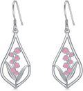 wholesale 925 Sterling Silver Pink Lily of the Valley Drop Earrings-0-0