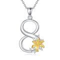 wholesale 925 Sterling Silver Infinity Lucky Number 8 Gold Lily Flower Pendant Necklace-0-0