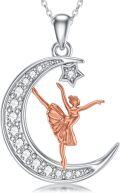 wholesale 925 Sterling Silver Ballerina on Crescent Moon Star Pendant Necklace for Women-0-0