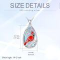 wholesale 925 Sterling Silver Red Cardinal Bird Oval Shape Stone Pendant Necklaces for Women Girls Mothers Day Gift-0-2