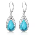 TOUPOP Sterling Silver Gemstone Teardrop Dangle Earrings Fine Jewelry Gifts-0-0