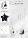 wholesale 925 Sterling Silver Crescent Moon & Blue Stone Star Pendant Necklace for Women-0-3