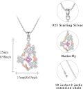 wholesale 925 Sterling Silver Pink Crystal Butterfly & Leaf Pendant Necklace-0-5
