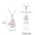 wholesale 925 Sterling Silver Pink Crystal Butterfly & Leaf Pendant Necklace-0-5