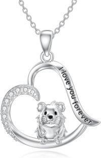 wholesale 925 Sterling Silver Heart Hamster Pendant Necklaces for Women s-Guinea Pig Necklace