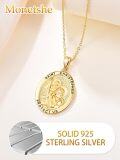 wholesale Gold-Plated 925 Sterling Silver St Christopher Medal Necklace with Protect Us Inscription and 18+2 inch Chain - Religious Gift for Women-0-4
