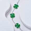 wholesale 925 Sterling Silver Green Clovers Lucky Charm Bracelet for Women-0-1