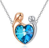 wholesale TOUPOP Mothers Day Gifts For Mom Mom And Child Necklace Mom Necklaces Gift For Mom From Son Mom Gifts From Daughter With Blue Crystal Necklace Jewelry For Women -undefined