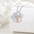 wholesale 925 Sterling Silver Paw Print with Gold Dog Charm Pendant Necklace for Women - Cute Animal -0-4