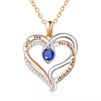 wholesale 925 Sterling Silver Snake Pendant Necklace with Birthstone for Women-09 Sep - Sapphire