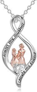 wholesale 925 Sterling Silver Infinity Heart Mother Daughter Pendant Necklaces Gifts for Women Girls-0-0