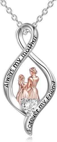 wholesale 925 Sterling Silver Infinity Heart Mother Daughter Pendant Necklaces Gifts for Women Girls-B-Infinity - Always My Mother Forever My Friend