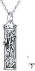 wholesale 925 Sterling Silver Birthstone Floral Bar Urn Necklace for Ashes  Char-0-0