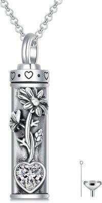 wholesale 925 Sterling Silver Birthstone Floral Bar Urn Necklace for Ashes  Char-04-April-Daisy