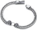wholesale  Sterling Silver Wolf Head Cuban Chain Bracelet with Wolf Head Clasp Biker Party Jewelry Gift -0-0