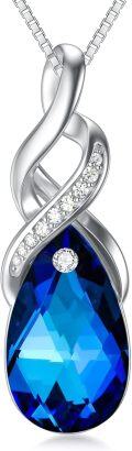 wholesale TOUPOP Sterling Silver Infinity Pendant Necklace With Blue Teardrop Crystal Anniversary Christmas Birthday Valentines Mothers Day Jewelryfor Womenher Wife Mom -0-0