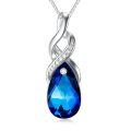 TOUPOP Sterling Silver Blue Crystal Teardrop Infinity Pendant Necklace-0-0