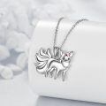 wholesale 925 Sterling Silver Nine Tailed Fox Pendant Necklace White Gold Plated Red Enamel-0-2