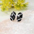 wholesale 925 Sterling Silver Black Onyx Stud Earrings - Trendy Wraparound Design, Hypoallergenic, Gift Box -0-5