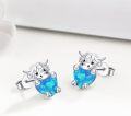 wholesale 925 Sterling Silver Blue Opal Cow Stud Earrings for Sensitive Ears-0-1