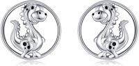 wholesale 925 Sterling Silver Dragon Wolf Elephant Dinosaur Hedgehog Stud Earrings Animal  for Women-Modern