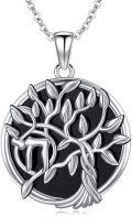 wholesale 925 Sterling Silver Black Onyx Tree of Life Necklace Celtic s for Women Men-0-0