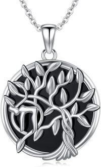 wholesale 925 Sterling Silver Black Onyx Tree of Life Necklace Celtic s for Women Men-Chai