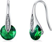 wholesale 925 Sterling Silver Birthstone Celtic Knot Dangle Earrings for Sensitive Ears-Silver-05-May