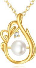wholesale 14K Gold White Pearl Teardrop Swirl Pendant Necklaces for Women Girls  Ideas-0-0