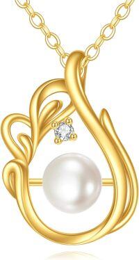 wholesale 14K Gold White Pearl Teardrop Swirl Pendant Necklaces for Women Girls  Ideas-02-Infinity Necklace