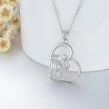 wholesale 925 Sterling Silver Angel & Baby in Heart Pendant Necklace with Cubic Zirconia Stones for Women Girls  43cm Chain Length-0-2