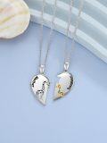 wholesale 925 Sterling Silver Giraffe Mother & Daughter Heart Pendant Necklaces Set-0-2