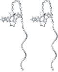 wholesale 925 Sterling Silver Stars & Moons Drop Dangle Threader Earrings w/Tassels for Girls and Women - Hypoallergenic  Set-0-0