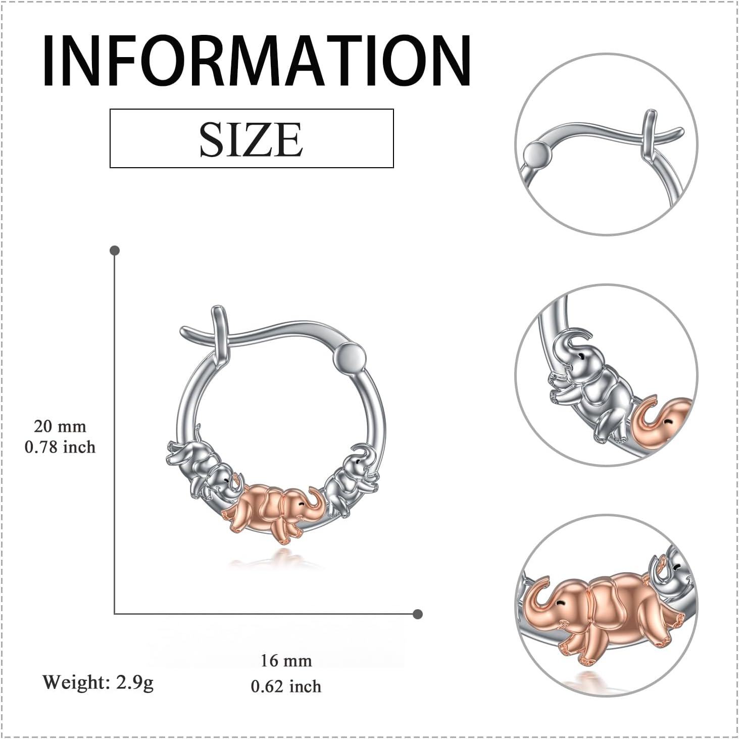 wholesale 925 Sterling Silver Elephant Hoop Earrings - Unique  for Women and Girls-0-4