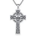 wholesale 925 Sterling Silver Cross with Gothic Skull Pendant Necklace for Women and Men-0-0