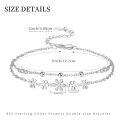 wholesale 925 Sterling Silver Platinum Plated Double Layer Daisy Flower Bead Chain Bracelet For Women-0-4