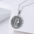 wholesale 925 Sterling Silver Egyptian Cleopatra Coin Pendant Necklace Oxidized Silver Vintage Chain-0-1