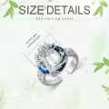 TOUPOP Sterling Silver Blue Crystal Adjustable Initial Ring For Women-0-2